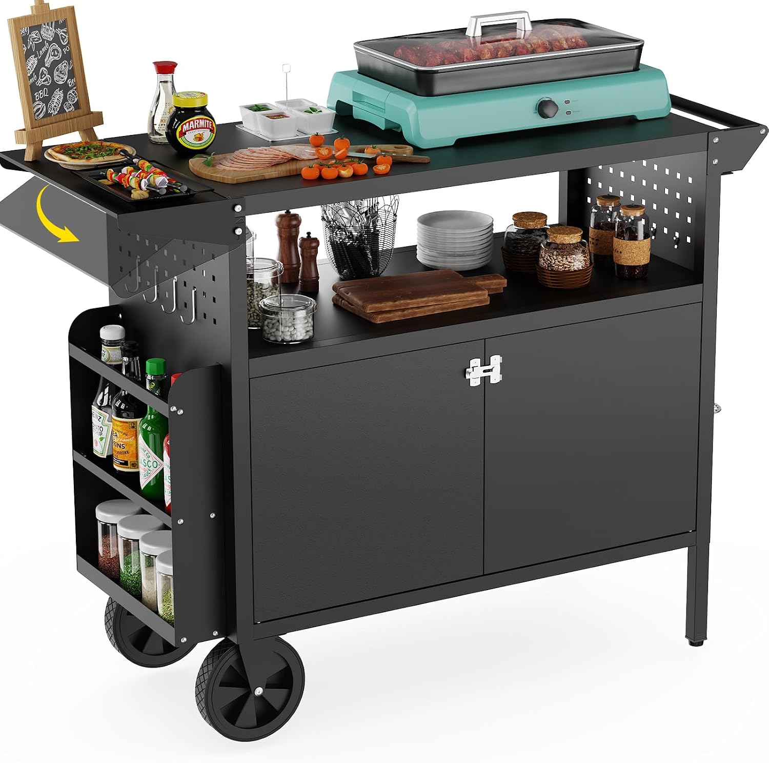 Outdoor Camping Table Foldable - Carrinho de Churrasco para Exterior com