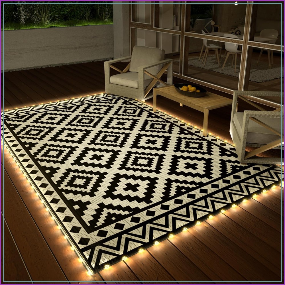 Outdoor Camping Rug With Led Lights - Tapete Externo 5' X 8' com