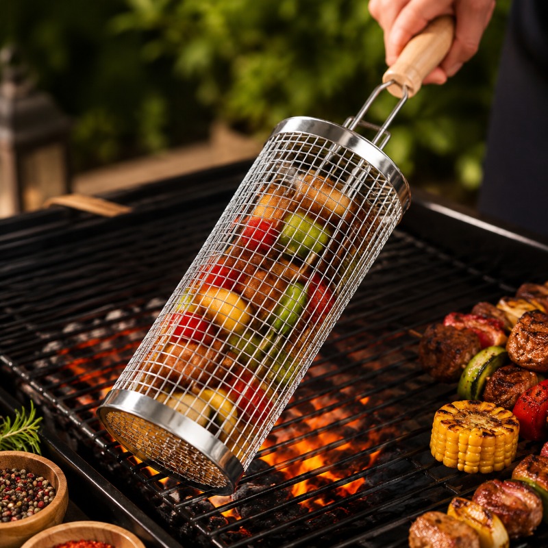 Outdoor Camping Youtube - Conjunto de Cestas Redondas para Churrasco