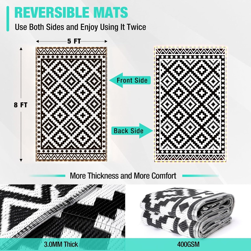 Tapete Externo 5' X 8' com Luz - Outdoor Camping Rug With Led Lights avaliação e preço
