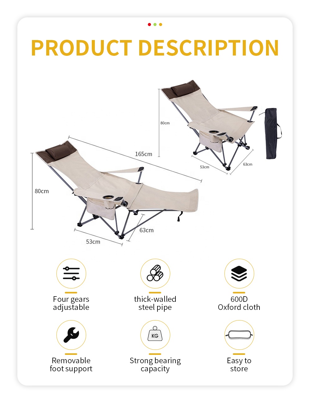 Cadeira Reclinável Portátil e  - Outdoor Camping Set avaliação e preço