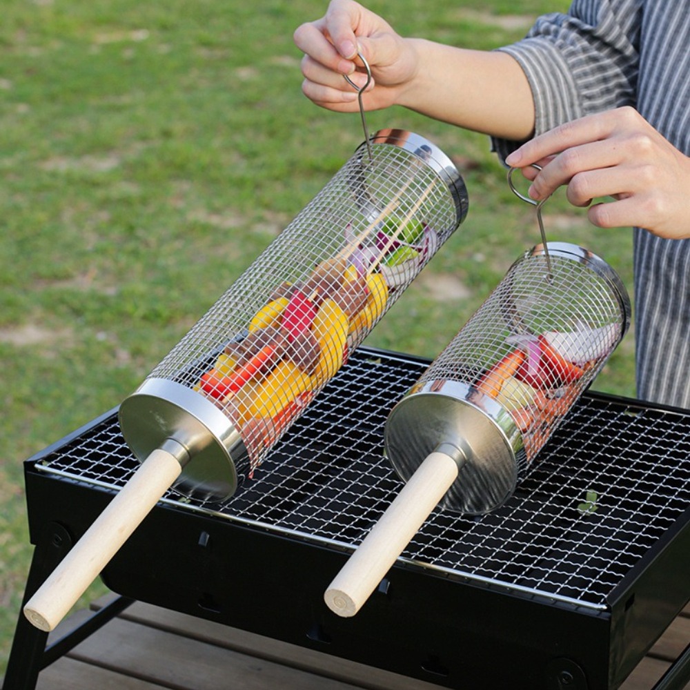 Cesto de Churrasco Rotativo em - Outdoor Camping Youtube avaliação e preço